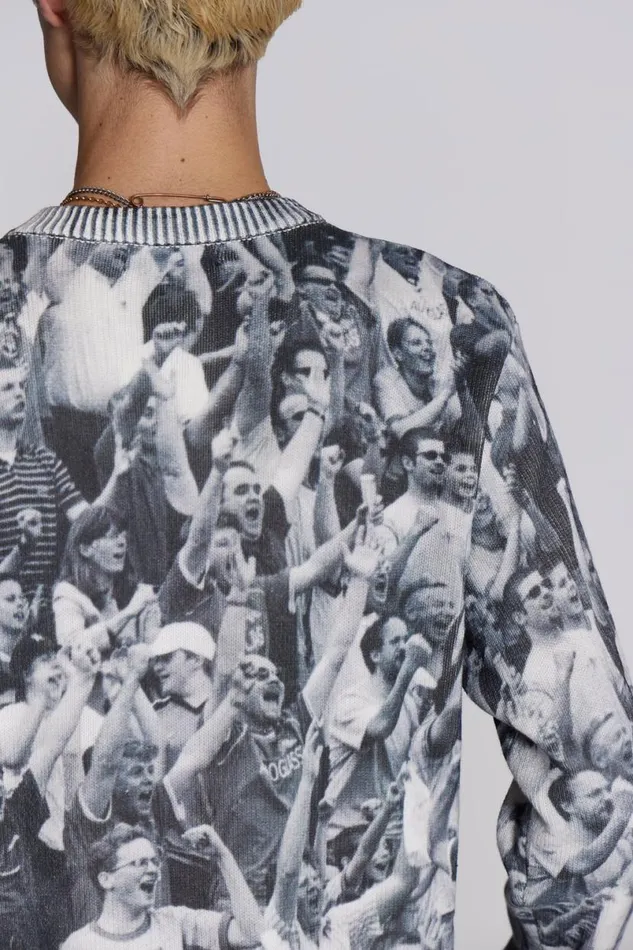 Jaded London Hoodies and Sweatshirts Men Crowd Print Jumper Black