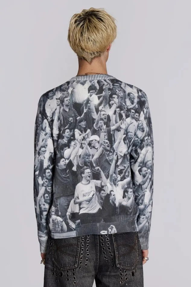 Jaded London Hoodies and Sweatshirts Men Crowd Print Jumper Black