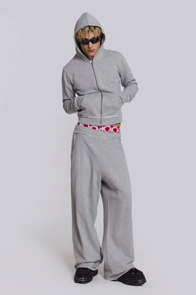 Jaded London Hoodies and Sweatshirts Men Grey Marl Mini Monster Hoodie Grey