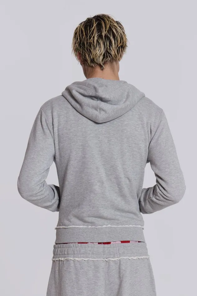 Jaded London Hoodies and Sweatshirts Men Grey Marl Mini Monster Hoodie Grey