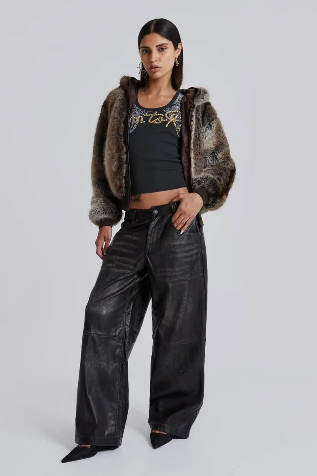 Jaded London Jackets WomenUnisex Bear Faux Fur Hooded Jacket Brown