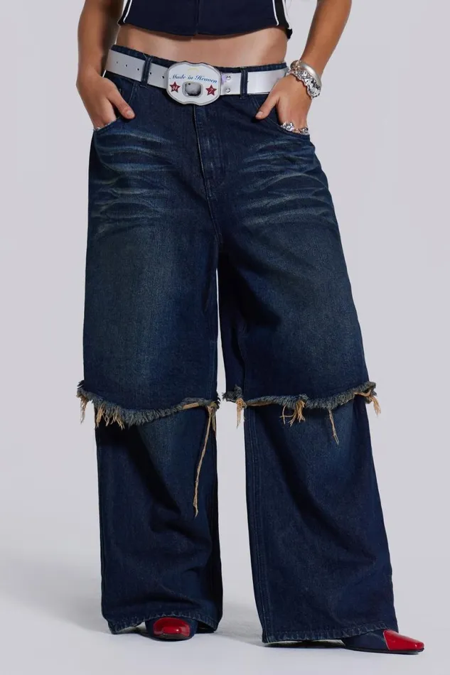 Jaded London Jeans Women Evo Double Layered Jeans Blue