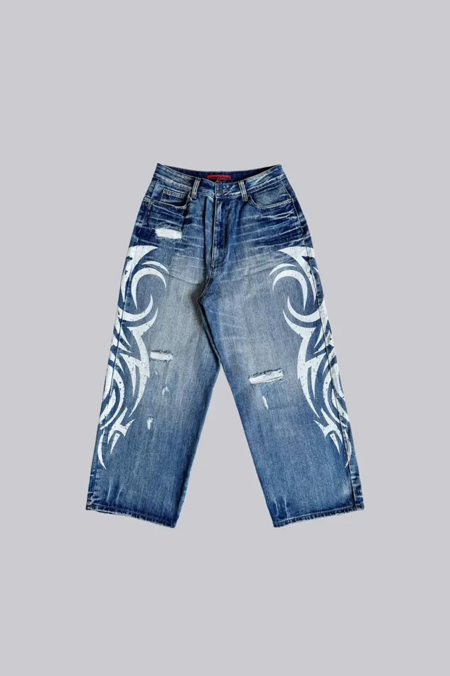 Jaded London Jeans WomenUnisex Light Wash Blade XL Colossus Jeans Blue