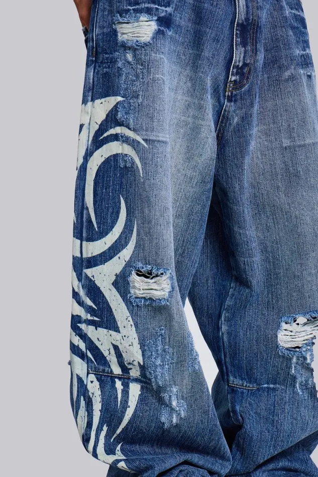Jaded London Jeans WomenUnisex Light Wash Blade XL Colossus Jeans Blue