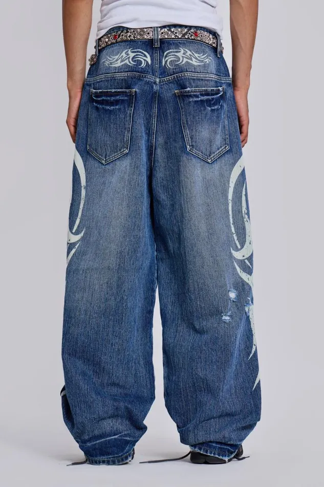Jaded London Jeans WomenUnisex Light Wash Blade XL Colossus Jeans Blue