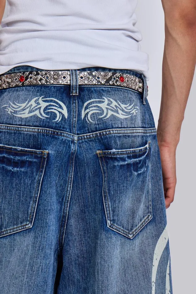Jaded London Jeans WomenUnisex Light Wash Blade XL Colossus Jeans Blue
