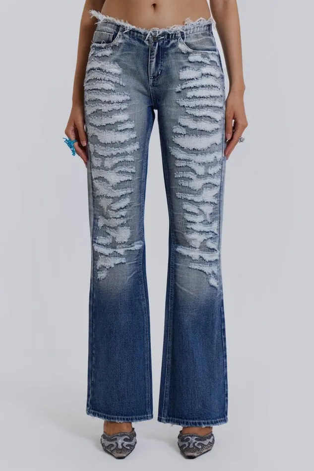 Jaded London Jeans Women Viper Low Rise Jeans Blue