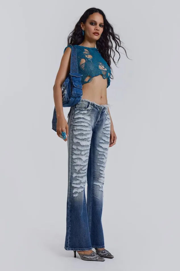 Jaded London Jeans Women Viper Low Rise Jeans Blue