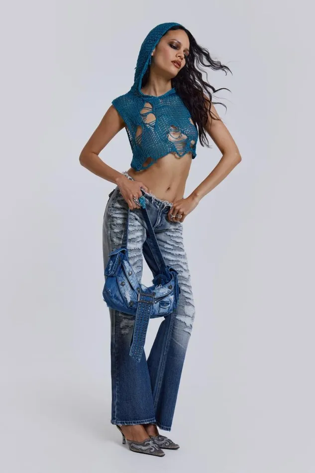 Jaded London Jeans Women Viper Low Rise Jeans Blue