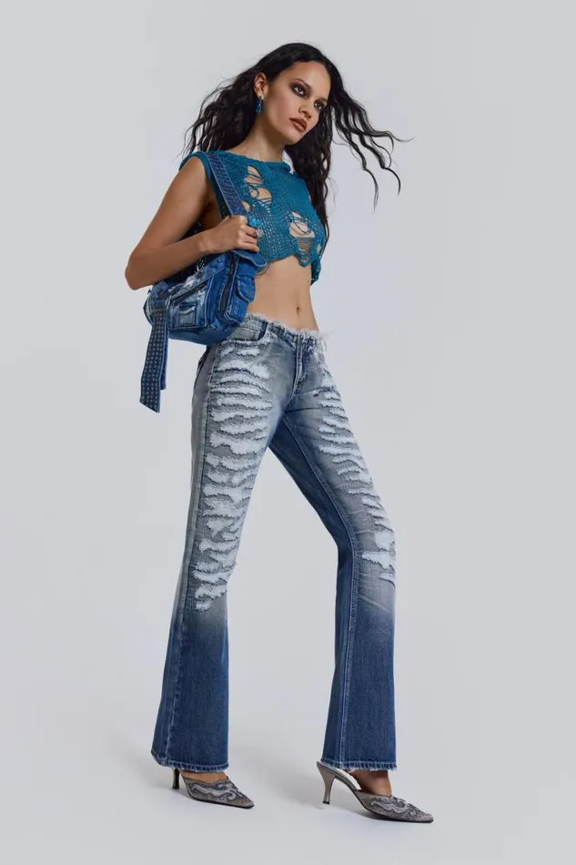 Jaded London Jeans Women Viper Low Rise Jeans Blue