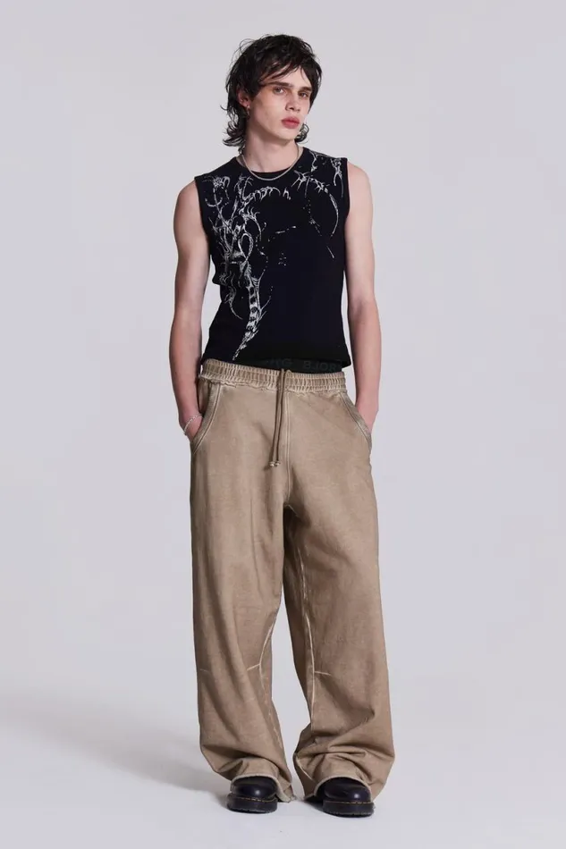 Jaded London Joggers and Sweatpants Men Dirty Sand Baggy Monster Joggers Beige