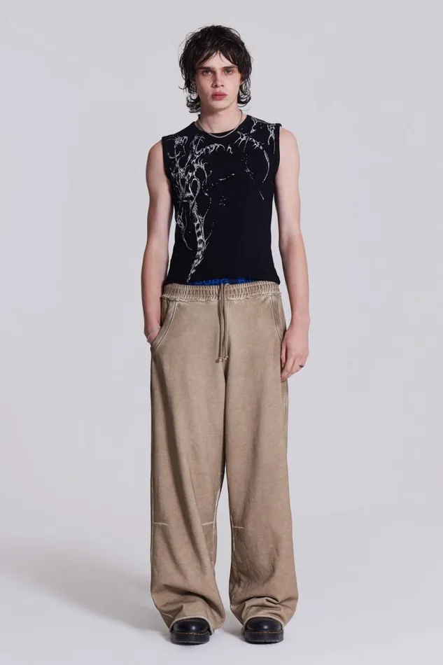 Jaded London Joggers and Sweatpants Men Dirty Sand Baggy Monster Joggers Beige