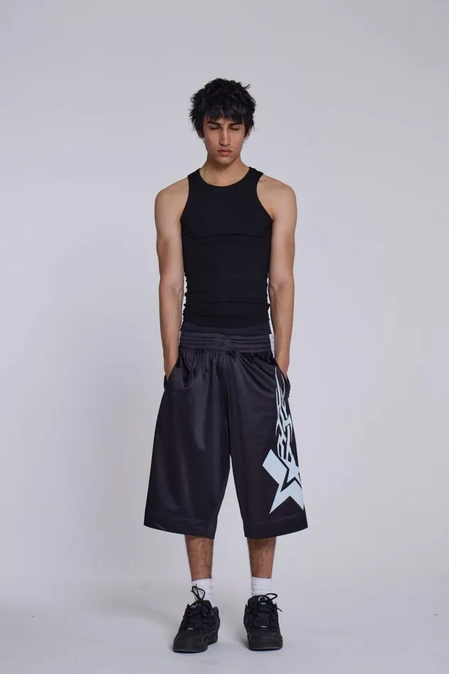 Jaded London Jorts and Shorts Men Asteroid Shorts Black