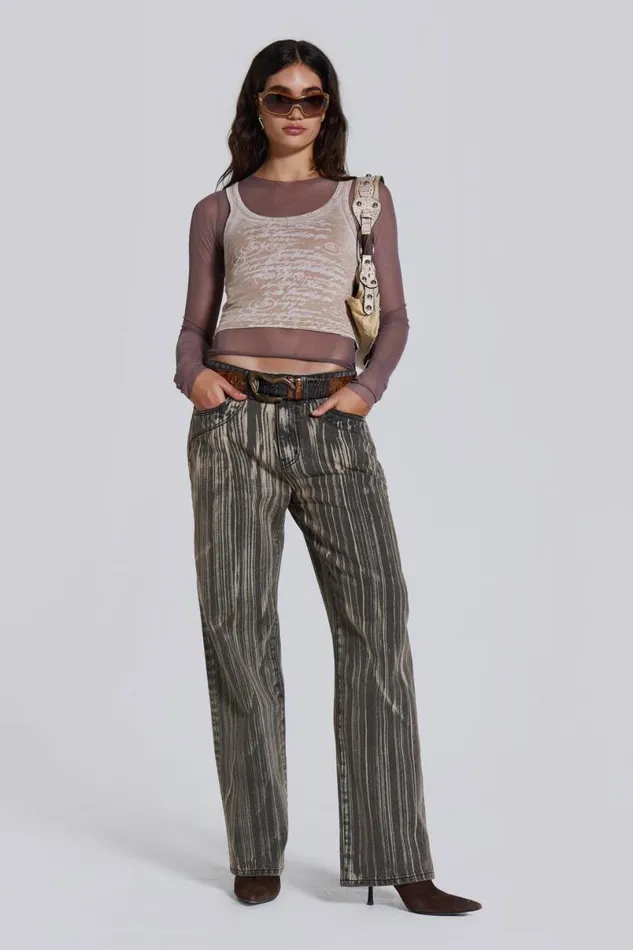 Jaded London Long Sleeve Tops Women Lia Top In Taupe Taupe