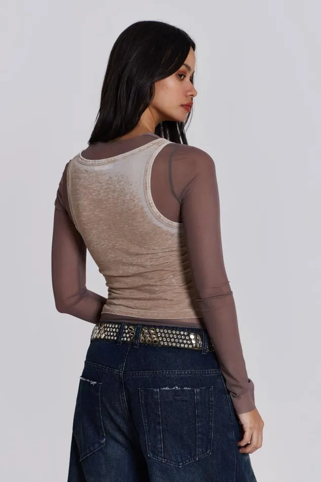 Jaded London Long Sleeve Tops Women Lia Top In Taupe Taupe