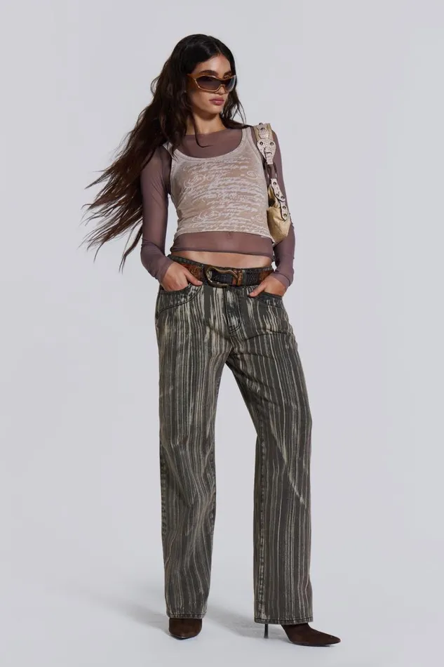 Jaded London Long Sleeve Tops Women Lia Top In Taupe Taupe