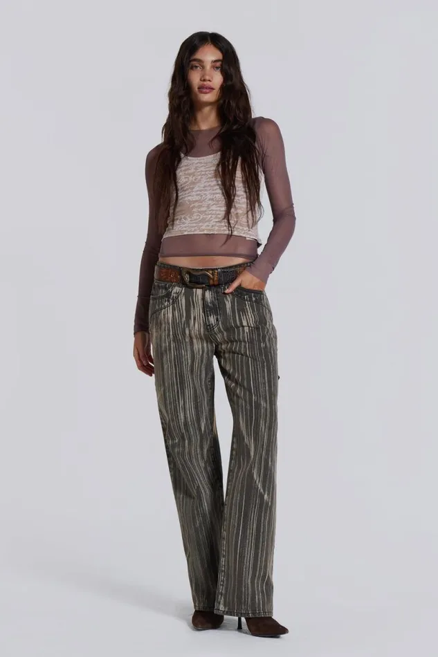 Jaded London Long Sleeve Tops Women Lia Top In Taupe Taupe