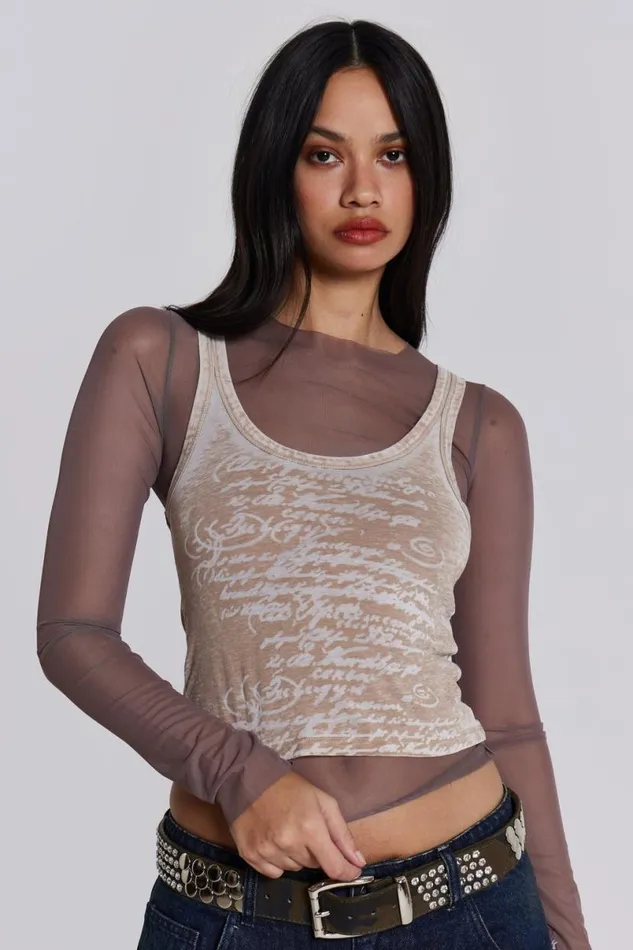 Jaded London Long Sleeve Tops Women Lia Top In Taupe Taupe