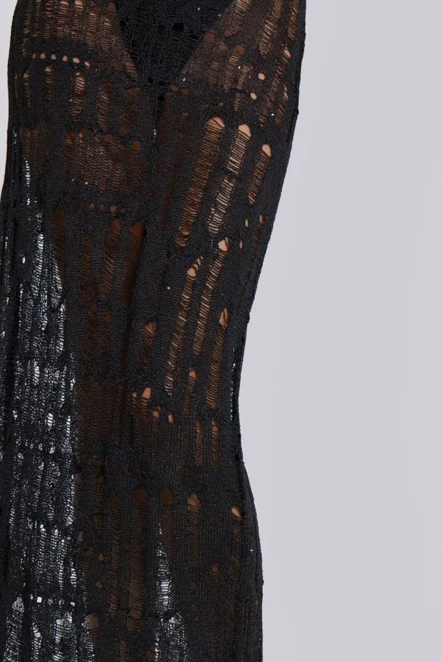 Jaded London Maxi Dresses Women Black Metallic Umbra Maxi Dress Black