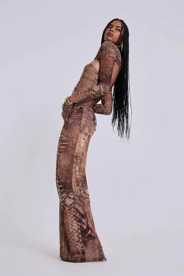 Jaded London Maxi Dresses Women Dahna Macrame Mesh Maxi Dress Multi
