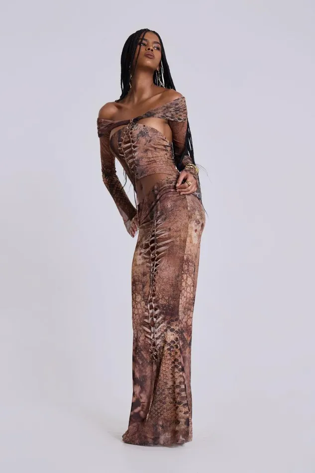 Jaded London Maxi Dresses Women Dahna Macrame Mesh Maxi Dress Multi