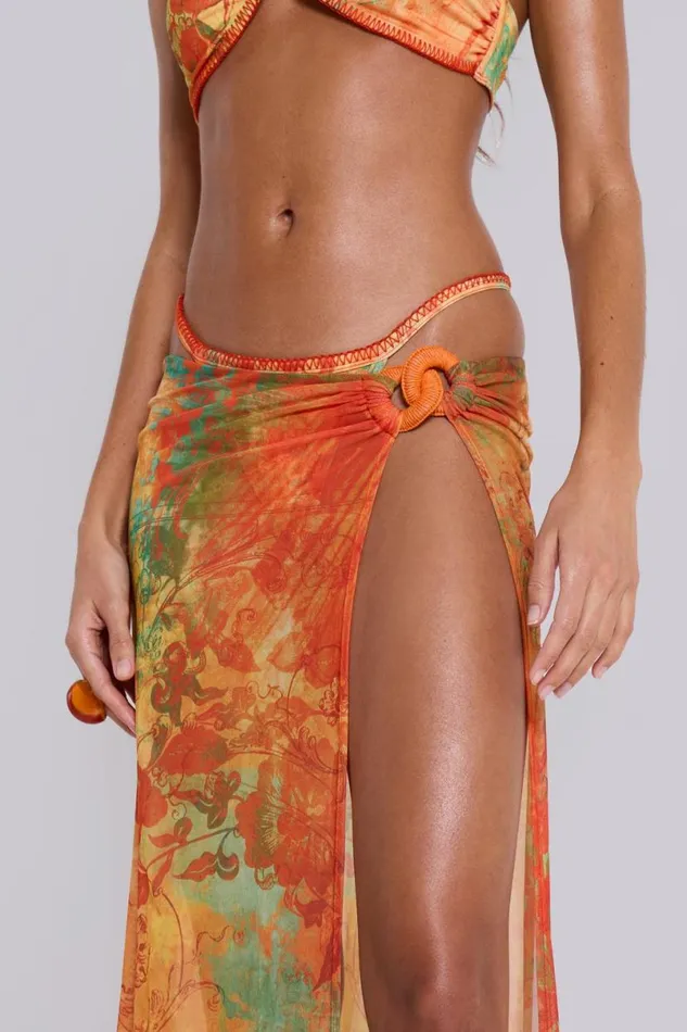 Jaded London Maxi Skirts Women Mari Asymmetric Maxi Skirt With Rattan Trim Multi
