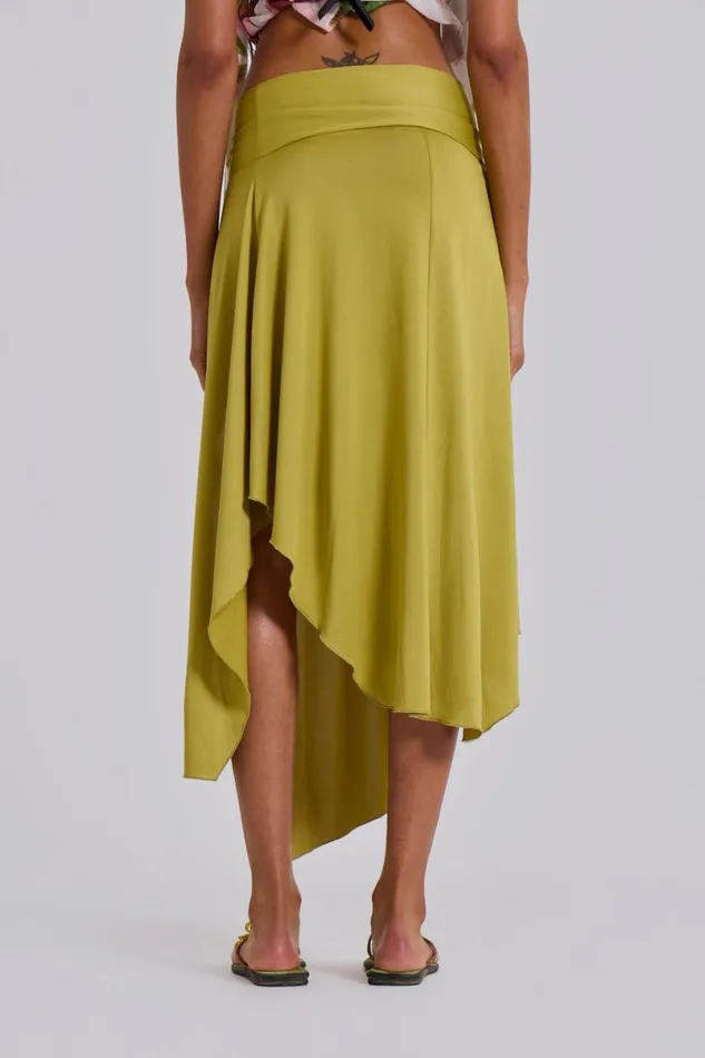 Jaded London Midi Skirts Women Riana Asymmetric Midi Skirt Green