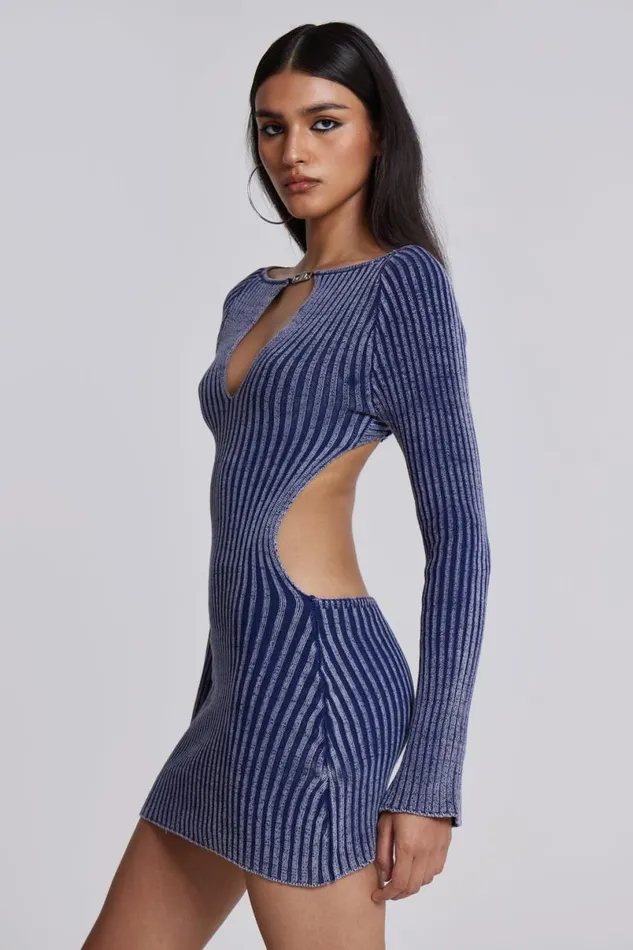 Jaded London Mini Dresses Women Tribeca Backless Mini Dress Blue