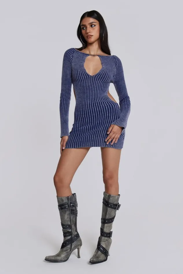 Jaded London Mini Dresses Women Tribeca Backless Mini Dress Blue