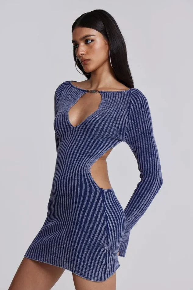 Jaded London Mini Dresses Women Tribeca Backless Mini Dress Blue
