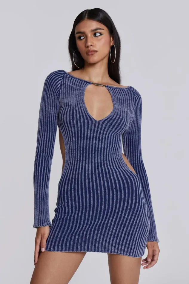 Jaded London Mini Dresses Women Tribeca Backless Mini Dress Blue