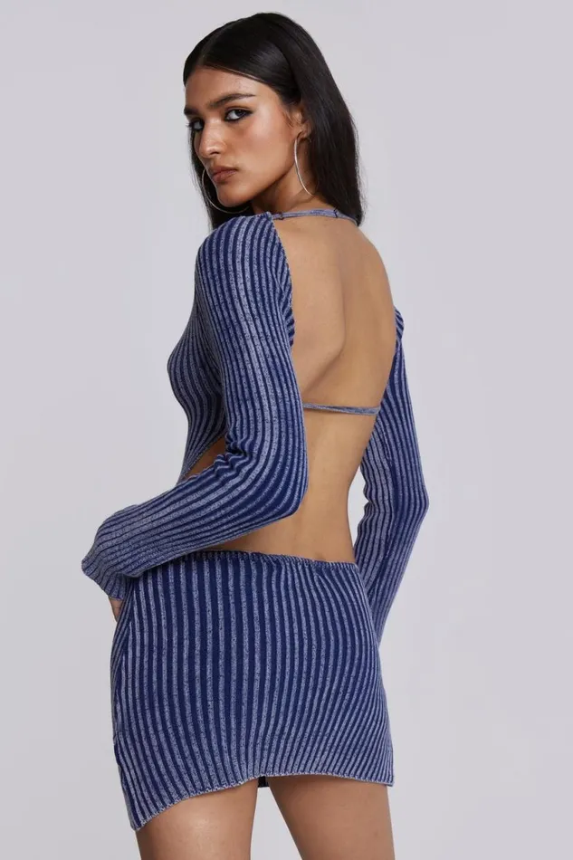 Jaded London Mini Dresses Women Tribeca Backless Mini Dress Blue
