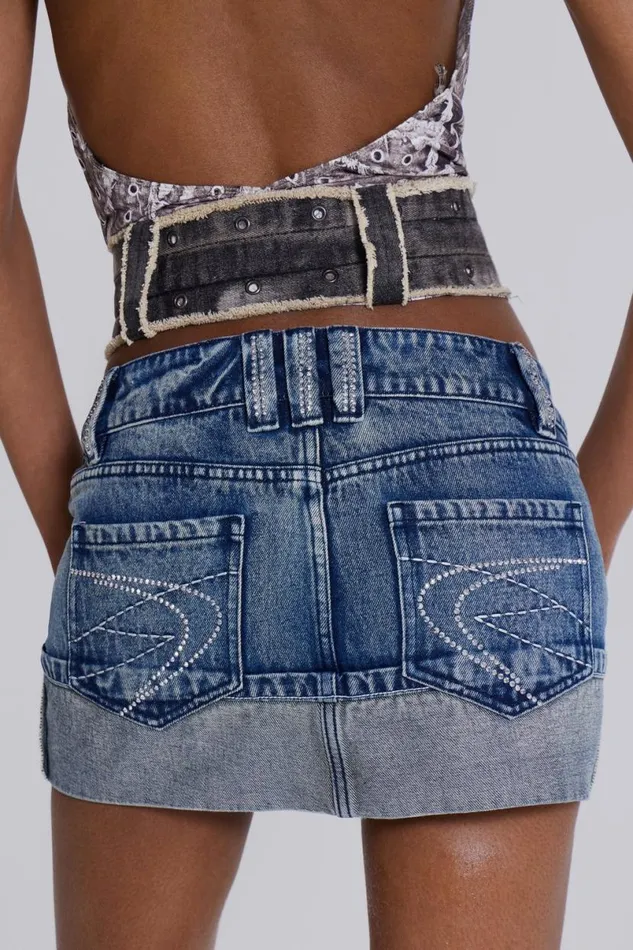 Jaded London Mini Skirts Women Alexis Diamante Mini Skirt Blue