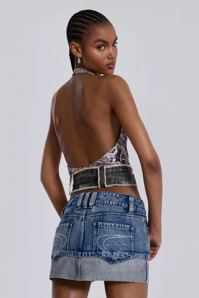 Jaded London Mini Skirts Women Alexis Diamante Mini Skirt Blue