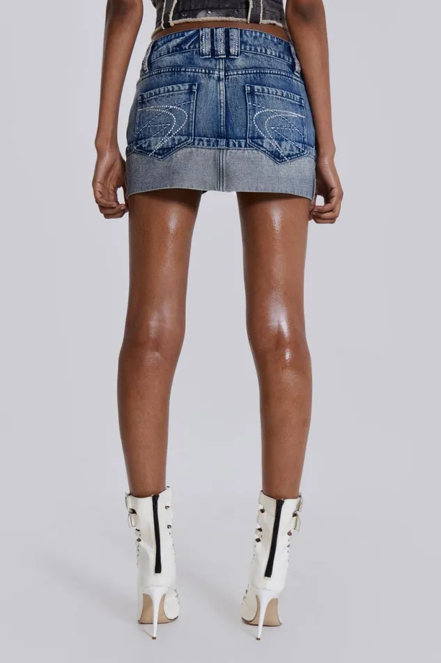Jaded London Mini Skirts Women Alexis Diamante Mini Skirt Blue
