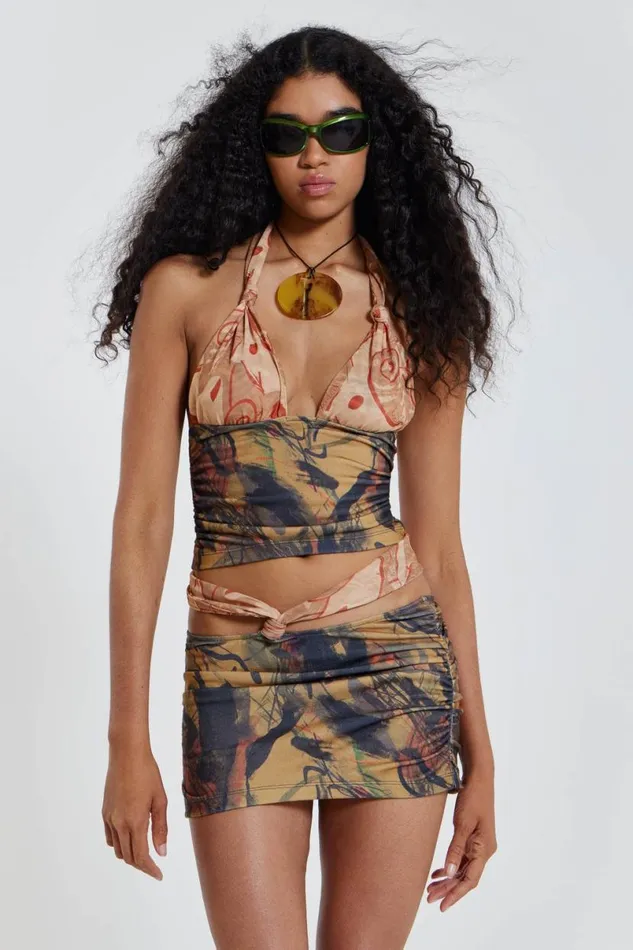 Jaded London Mini Skirts Women Ammos Cut Out Mini Skirt Brown