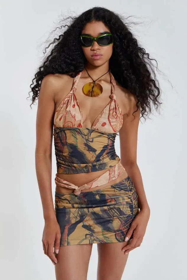 Jaded London Mini Skirts Women Ammos Cut Out Mini Skirt Brown