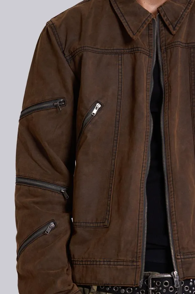 Jaded London Outerwear Men Riff Jacket Brown