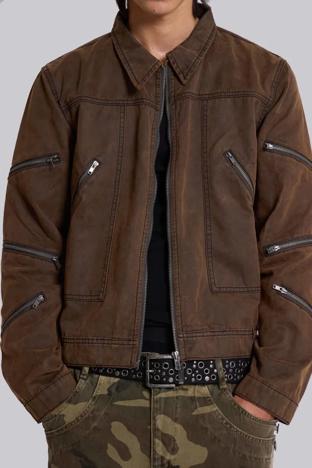 Jaded London Outerwear Men Riff Jacket Brown
