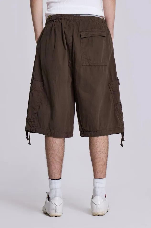 Jaded London Parachute Pants Women Brown Parachute Cargo Shorts Brown