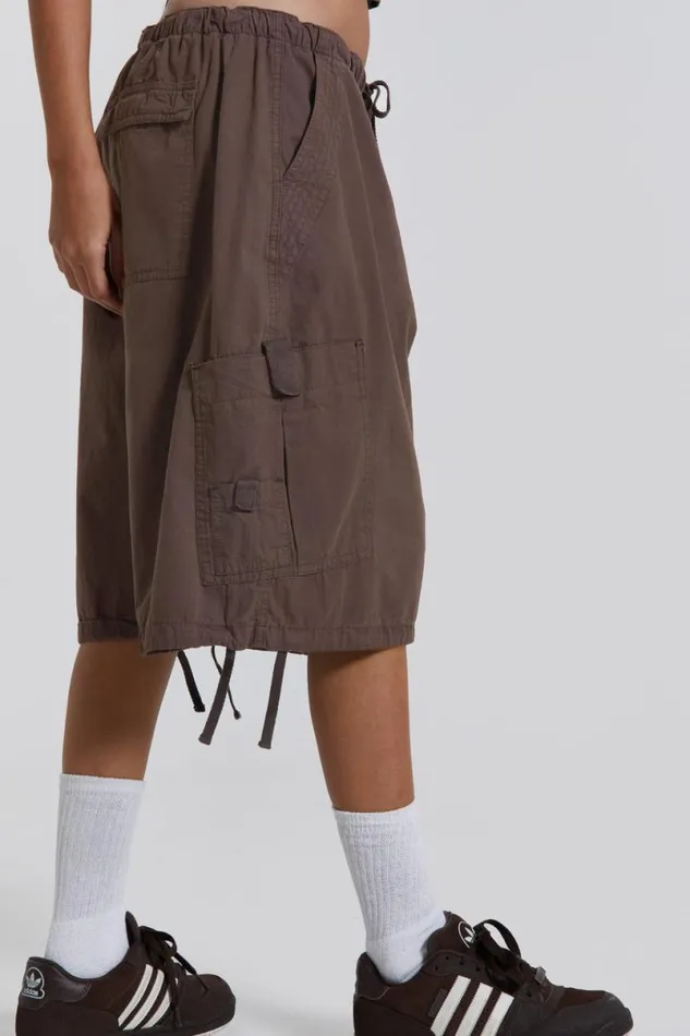 Jaded London Parachute Pants Women Brown Parachute Cargo Shorts Brown