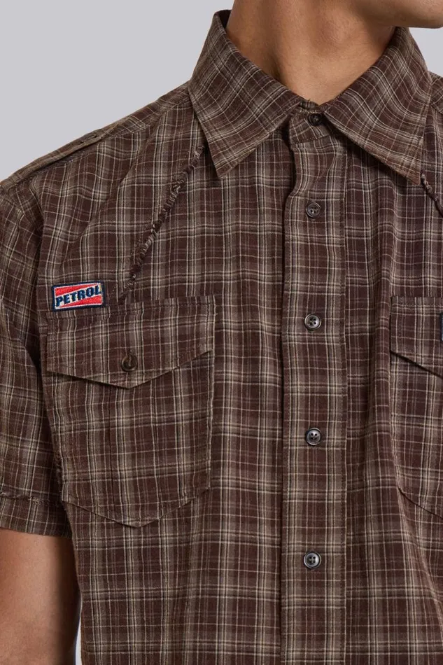 Jaded London Shirts Men Brown Check Scout Shirt Brown