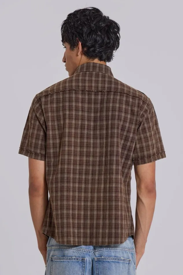 Jaded London Shirts Men Brown Check Scout Shirt Brown