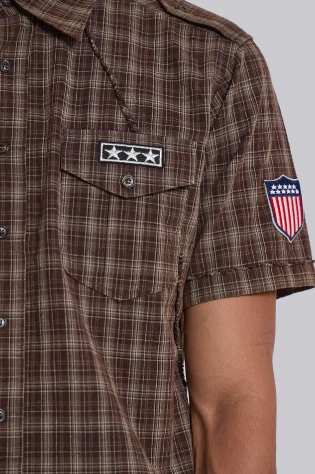 Jaded London Shirts Men Brown Check Scout Shirt Brown