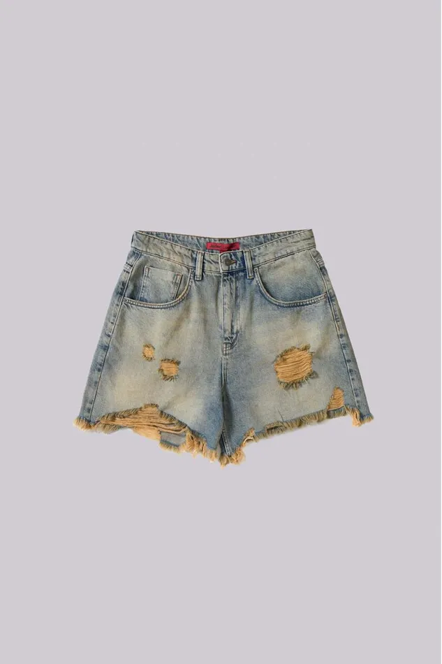 Jaded London Shorts and Jorts Women Dirty Bleach Revenge Jorts Blue