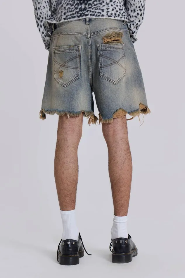 Jaded London Shorts and Jorts Women Dirty Bleach Revenge Jorts Blue