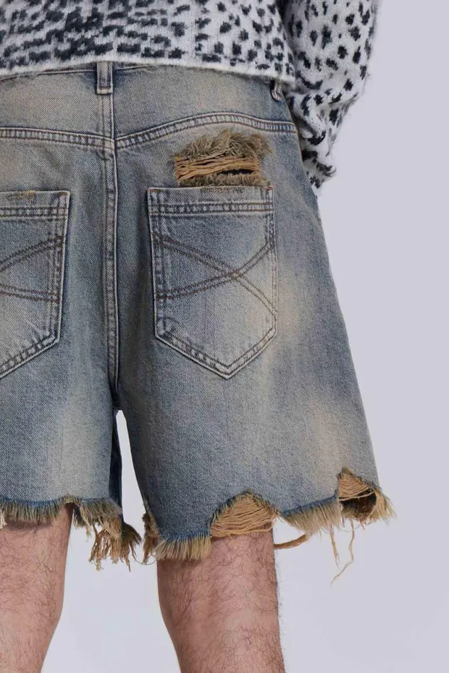 Jaded London Shorts and Jorts Women Dirty Bleach Revenge Jorts Blue
