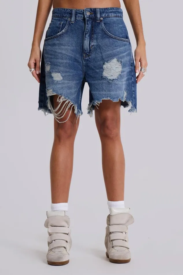 Jaded London Shorts and Jorts Women Mid Blue Revenge Jorts Blue