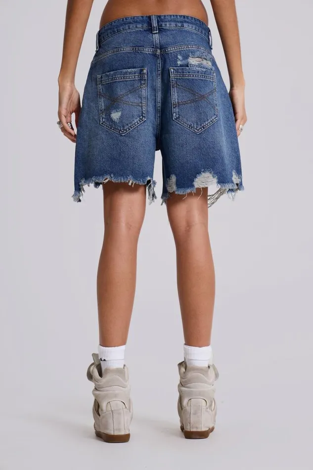Jaded London Shorts and Jorts Women Mid Blue Revenge Jorts Blue