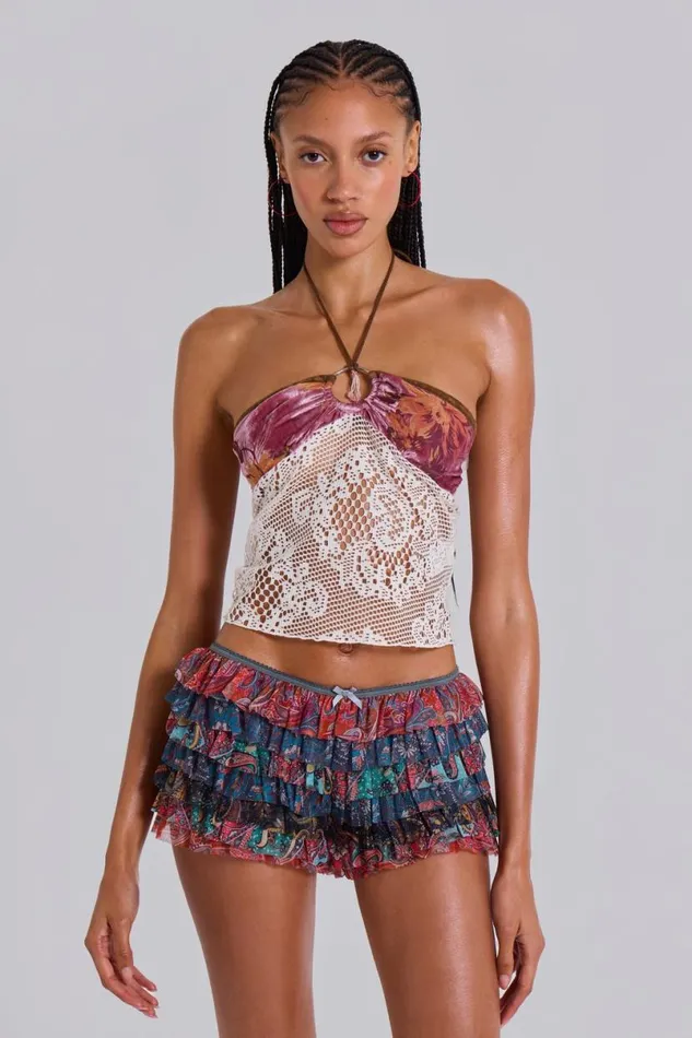 Jaded London Shorts and Jorts Women Paisley Rhea Mesh Bloomer Shorts Mixed Paisley